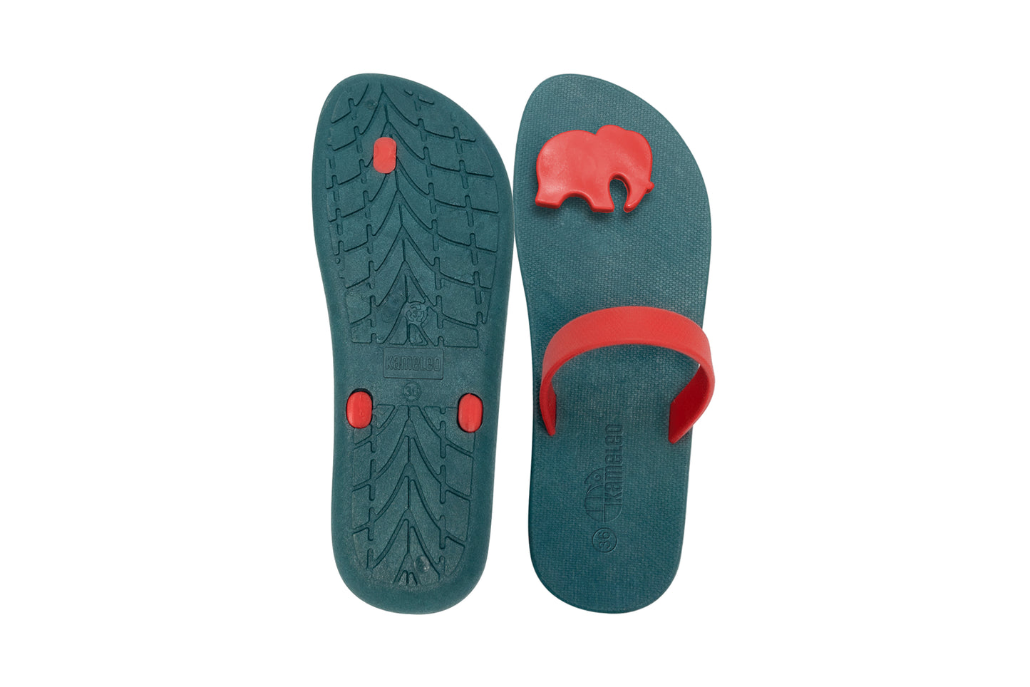 Poppi Ellie Green Sole Red Strap