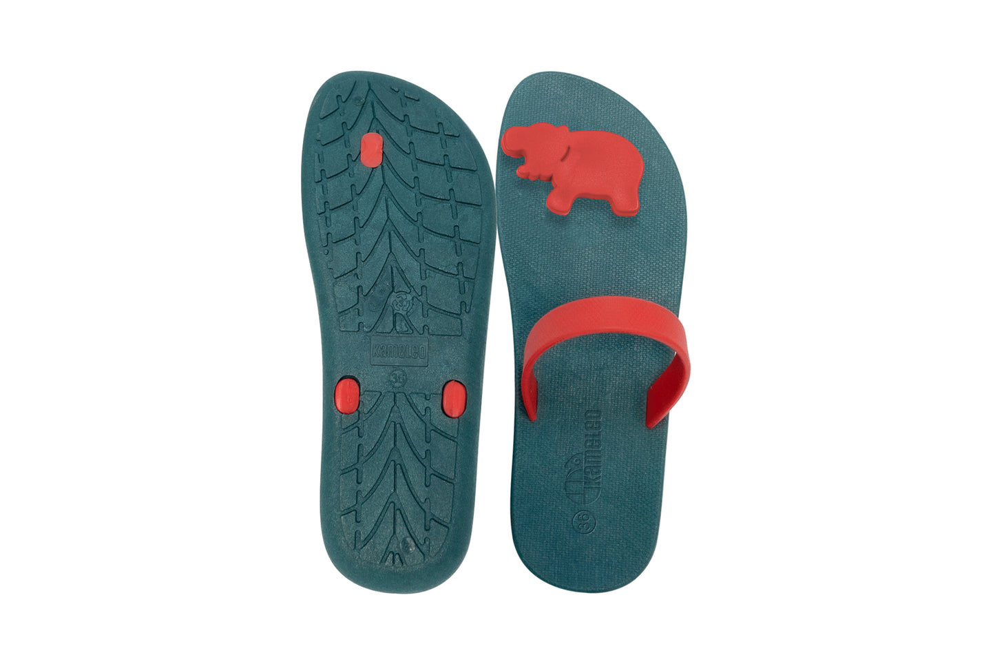 Poppi Hippo Green Sole Red Strap