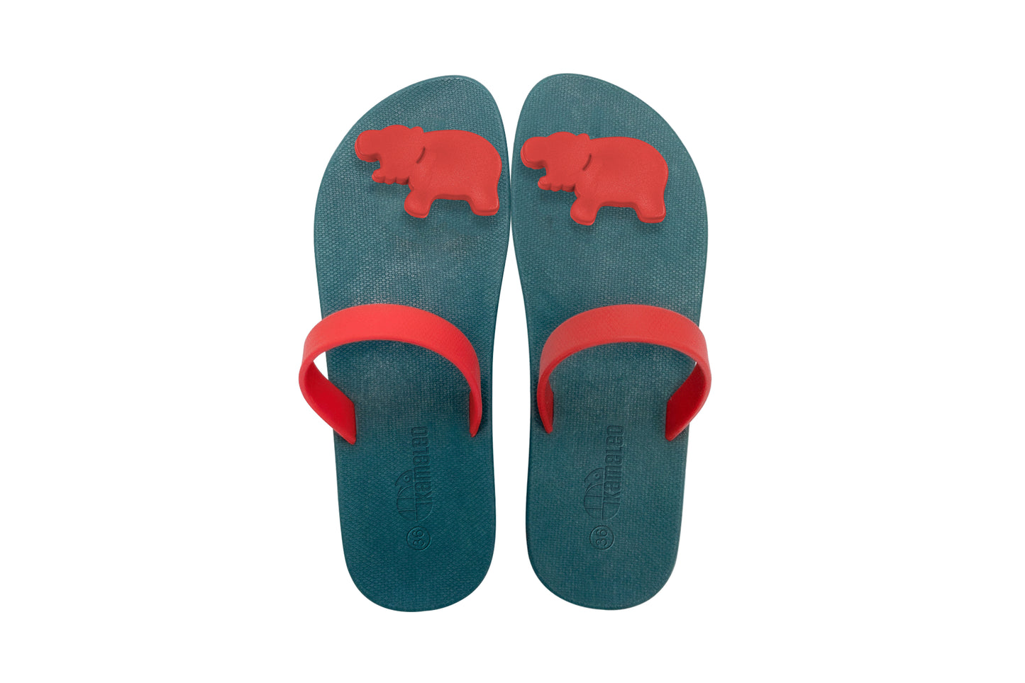 Poppi Hippo Green Sole Red Strap