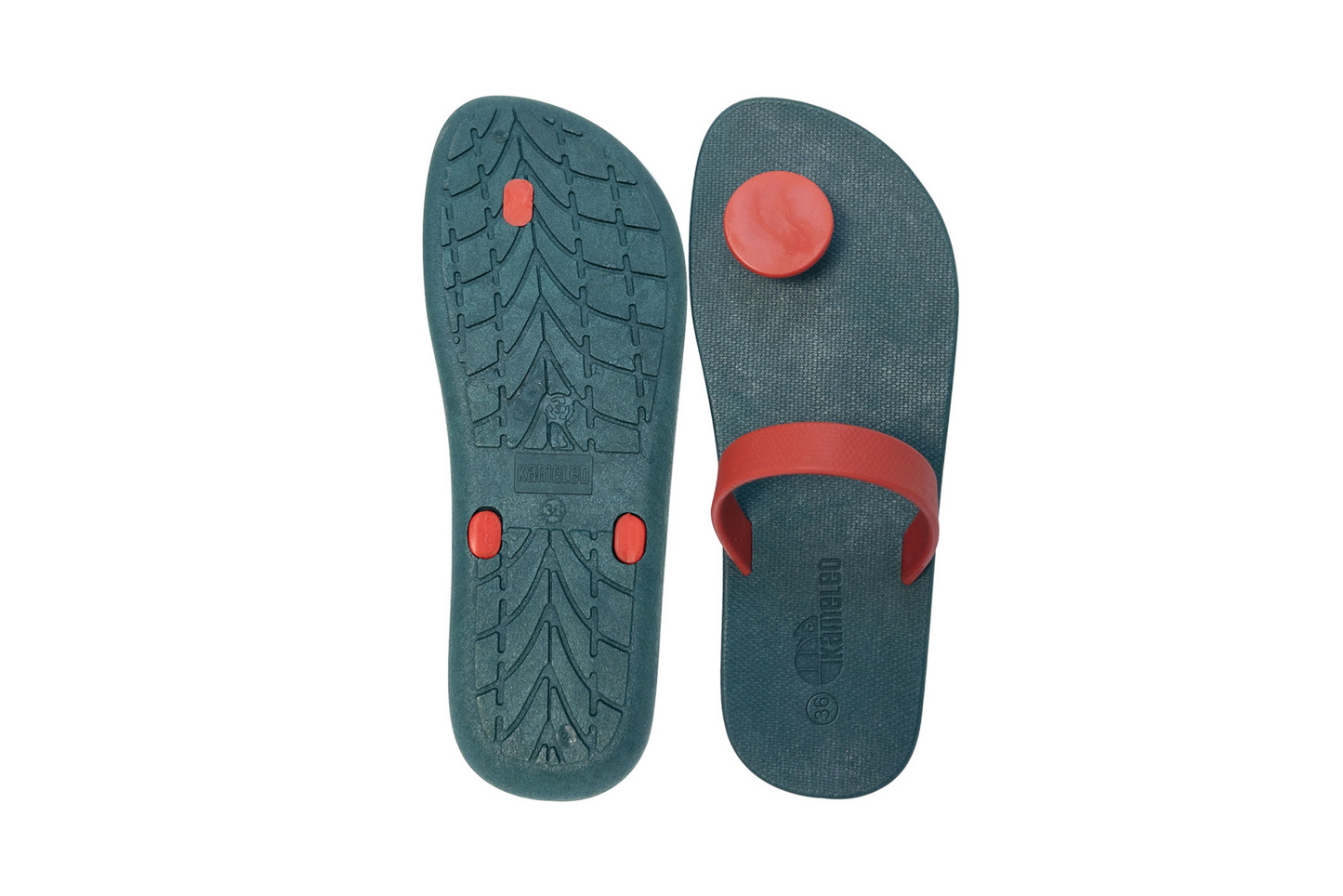 Poppi Dot Green Sole Red Strap