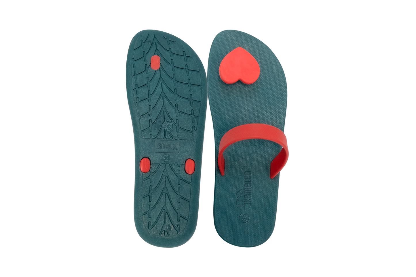 Poppi Heart Green Sole Red Strap