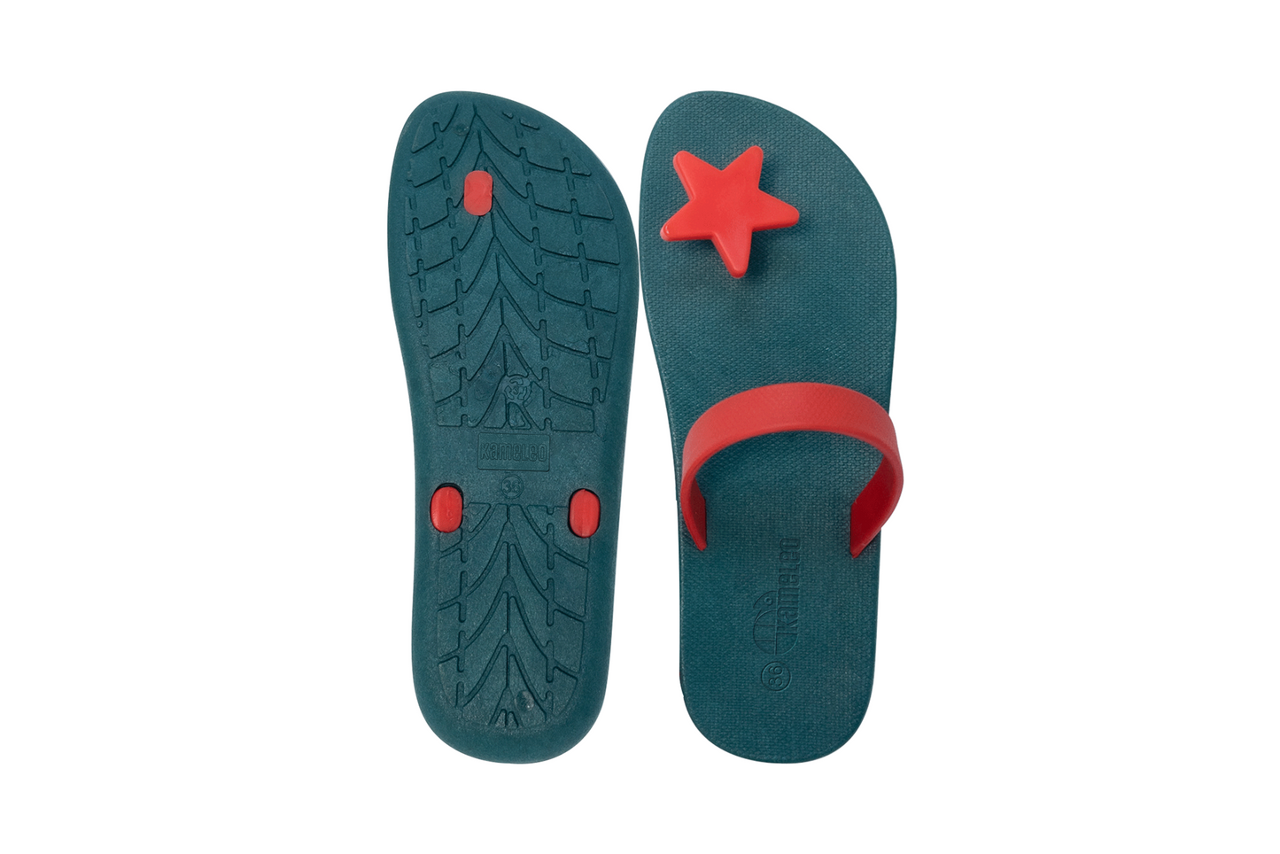 Poppi Star Green Sole Red Strap