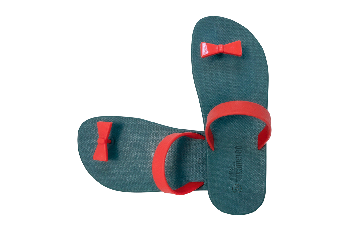 Poppi Bow Green Sole Red Strap