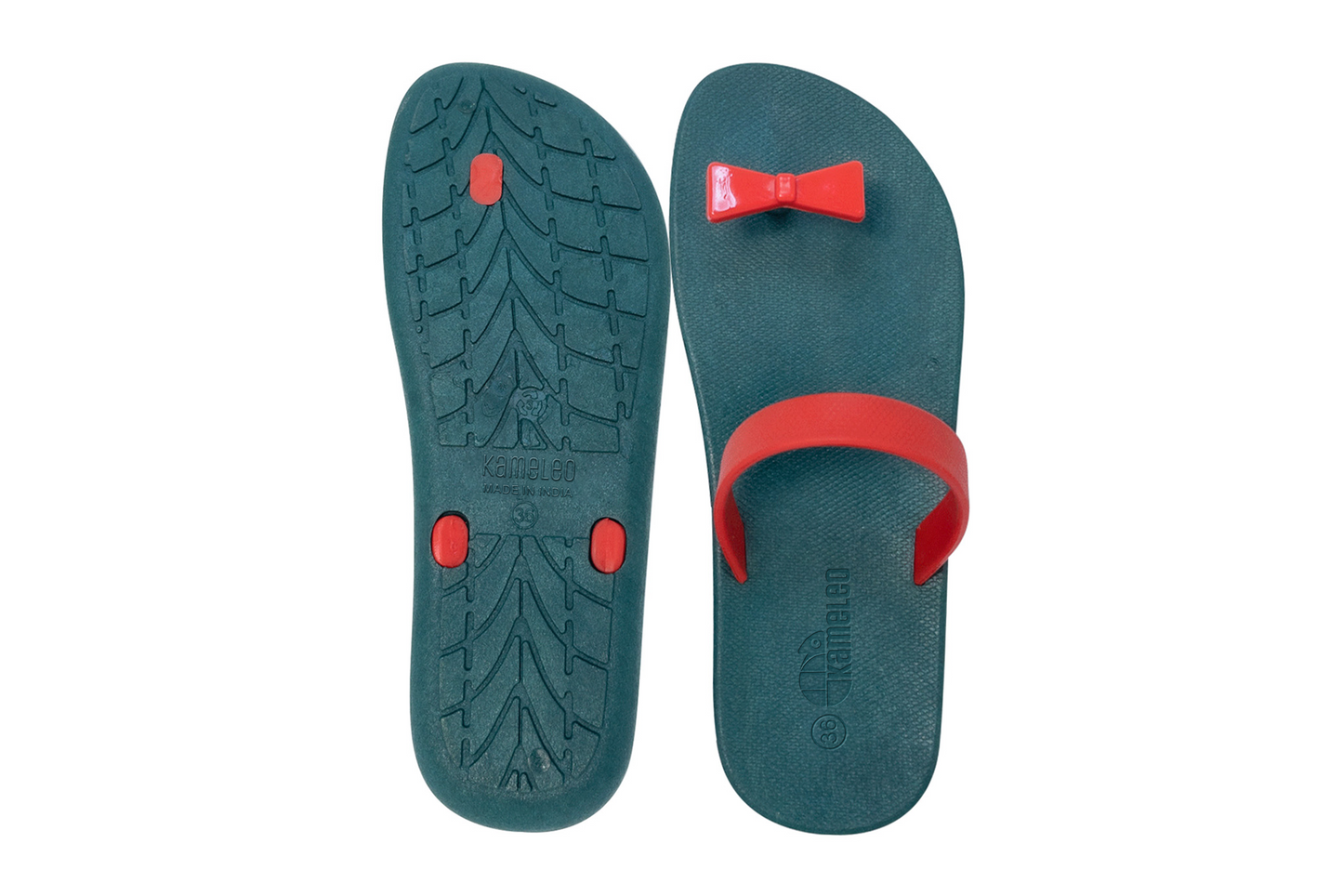 Poppi Bow Green Sole Red Strap