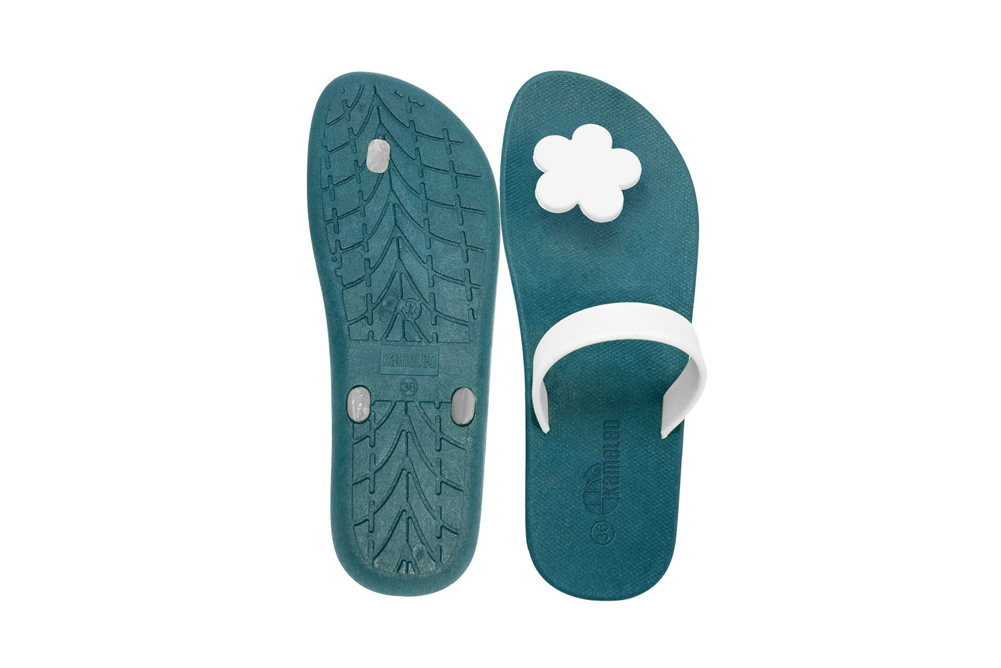 Poppi Flora Green Sole White Strap