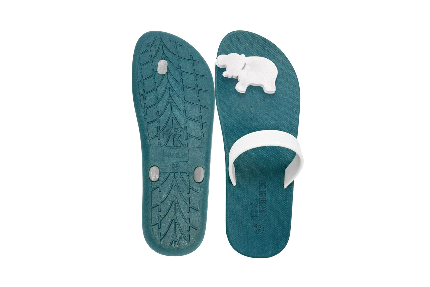 Poppi Hippo Green Sole White Strap