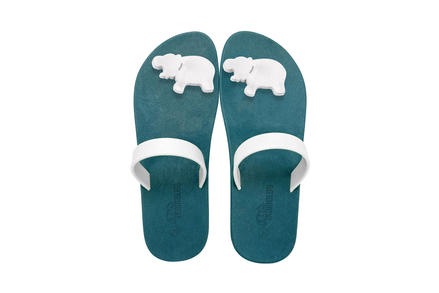 Poppi Hippo Green Sole White Strap