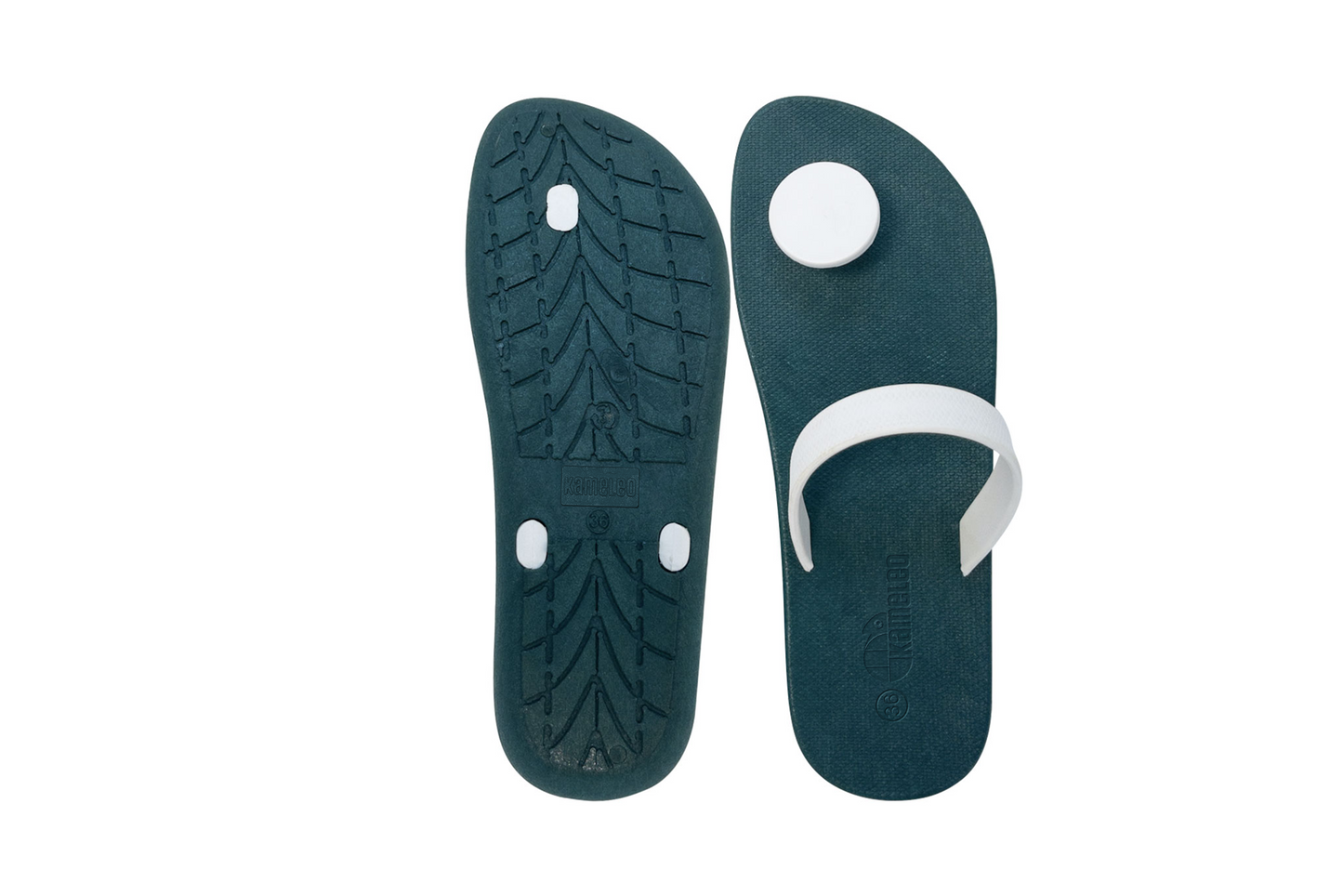 Poppi Dot Green Sole White Strap