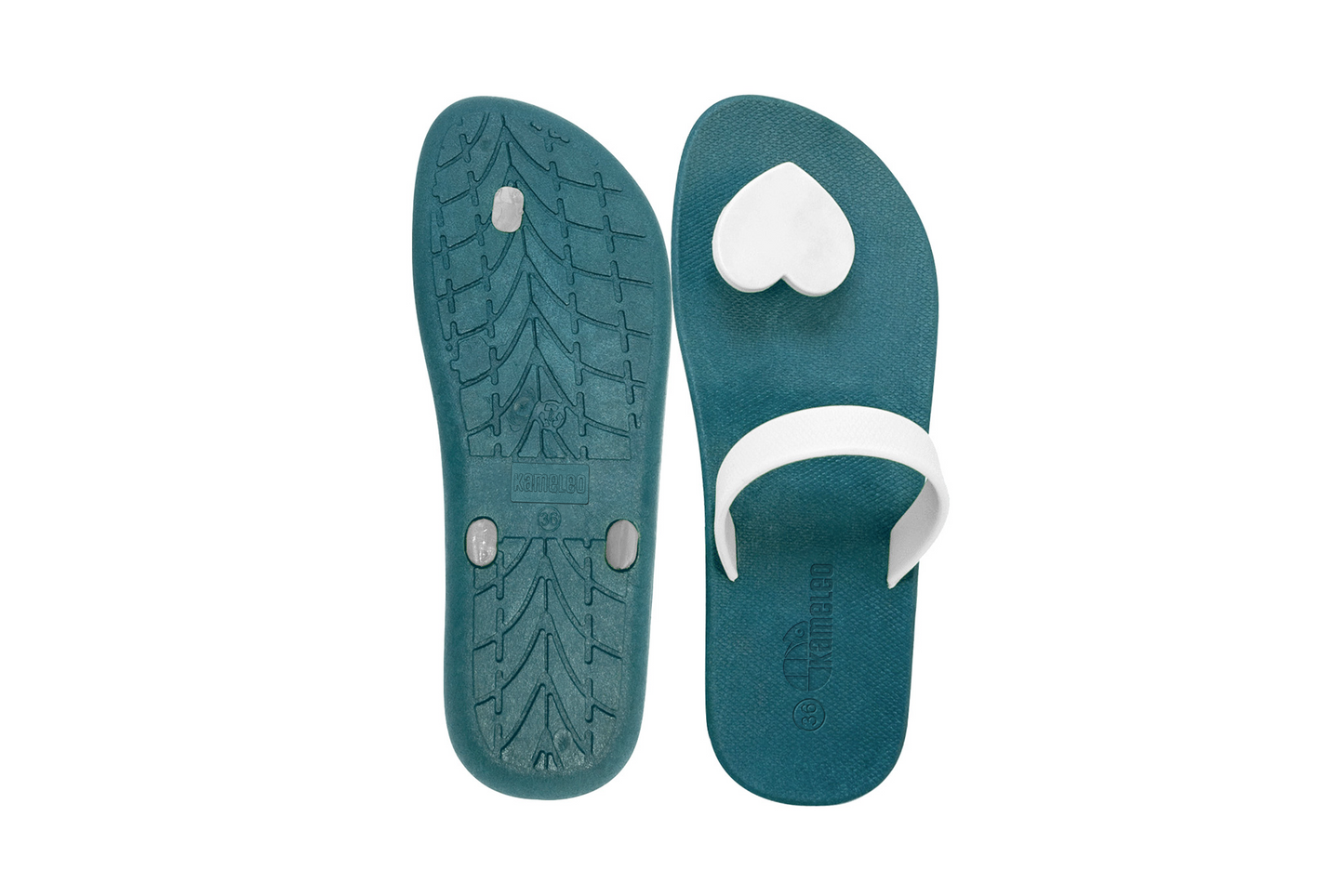 Poppi Heart Green Sole White Strap