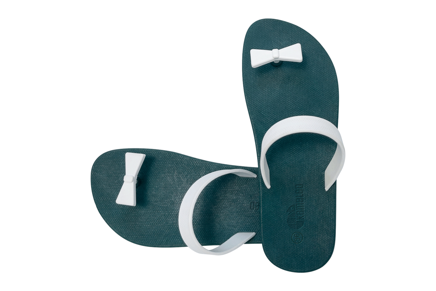 Poppi Bow Green Sole White Strap