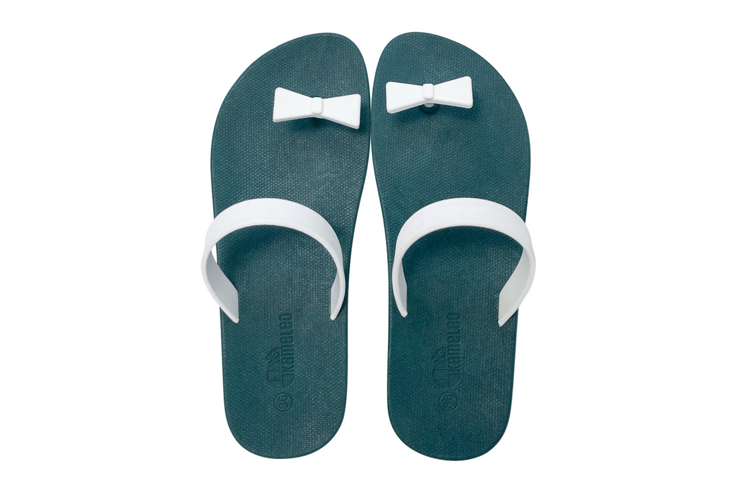 Poppi Bow Green Sole White Strap