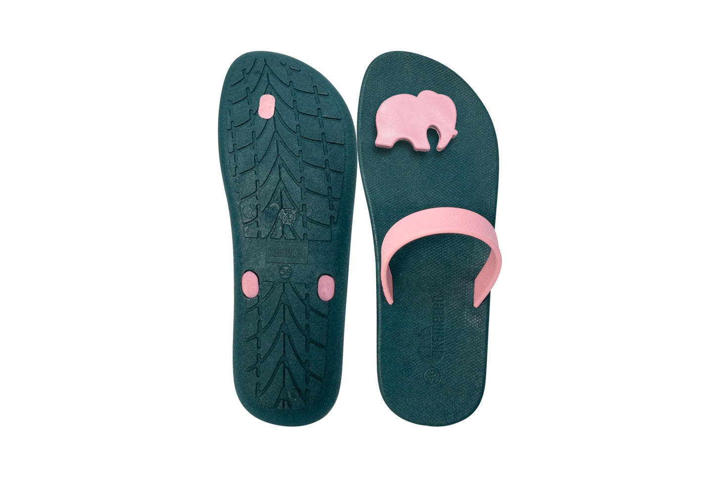 Poppi Ellie Green Sole LightPink Strap