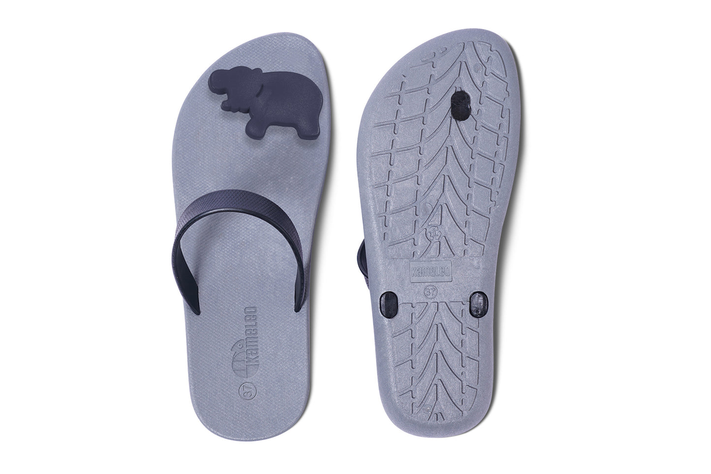 Poppi Hippo Grey Sole Black Strap