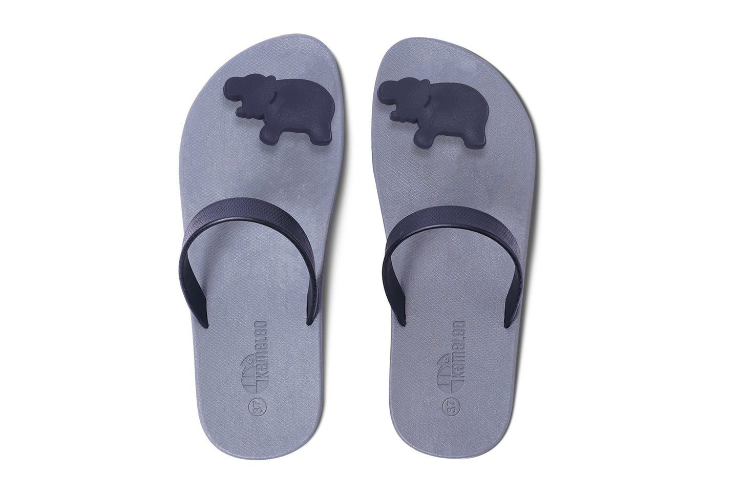 Poppi Hippo Grey Sole Black Strap