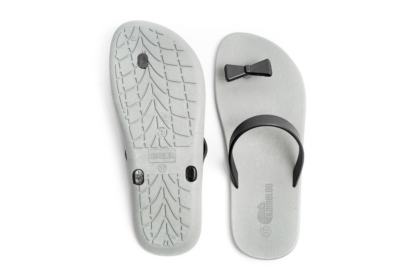 Poppi Bow Grey Sole Black Strap