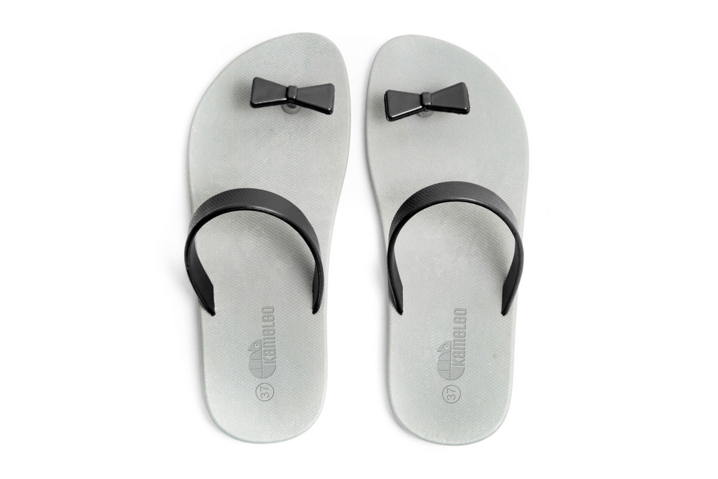 Poppi Bow Grey Sole Black Strap