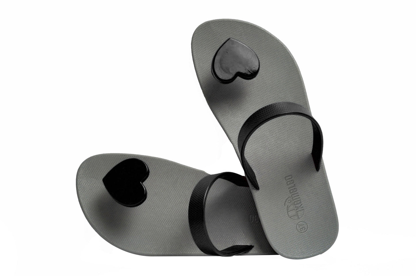Poppi Heart Grey Sole Black Strap