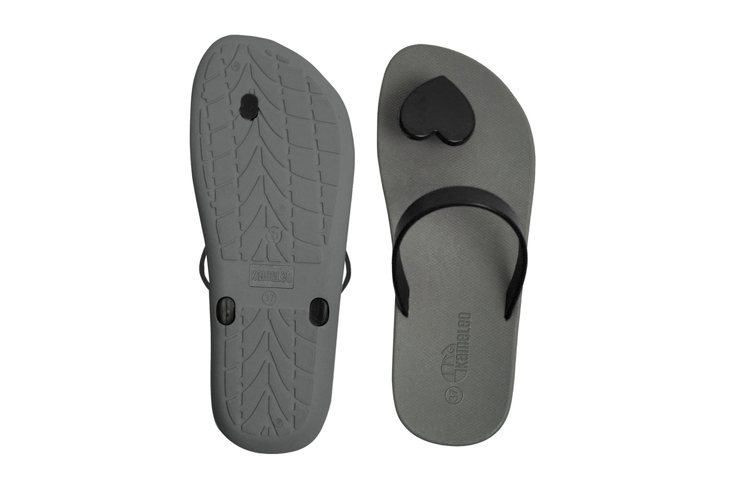 Poppi Heart Grey Sole Black Strap