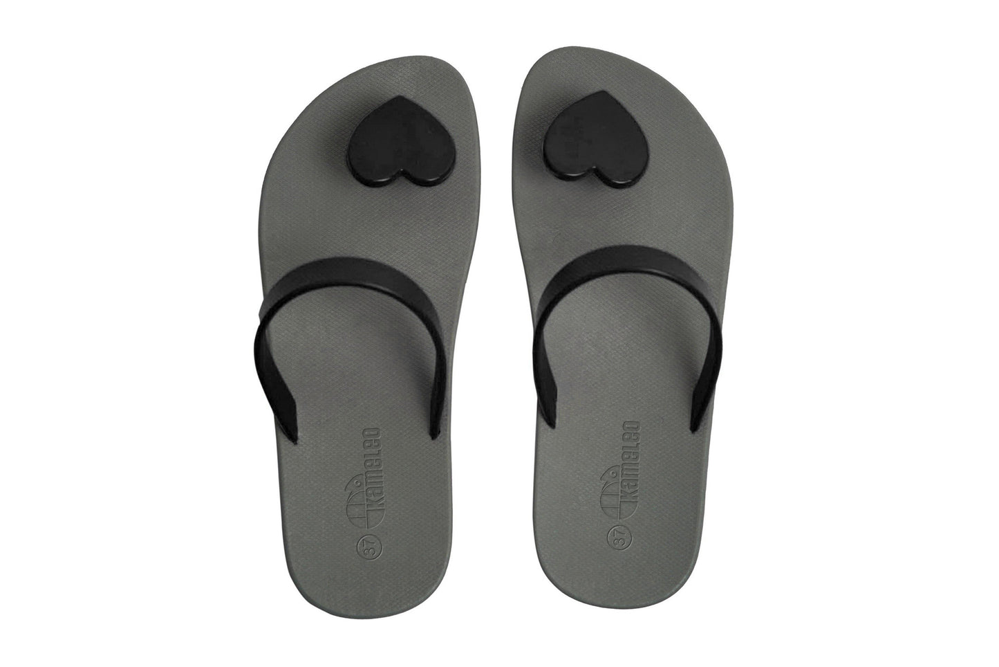 Poppi Heart Grey Sole Black Strap