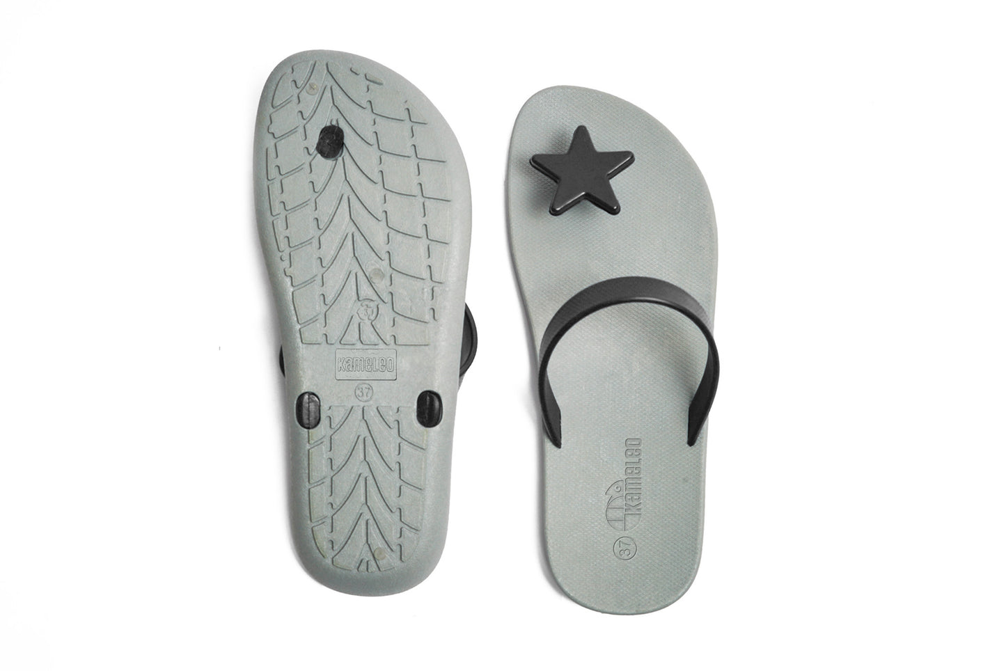 Poppi Star Grey Sole Black Strap