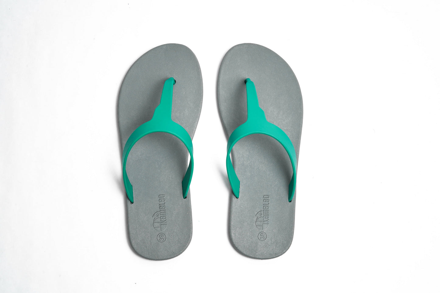 Thongs Grey Sole Green Strap