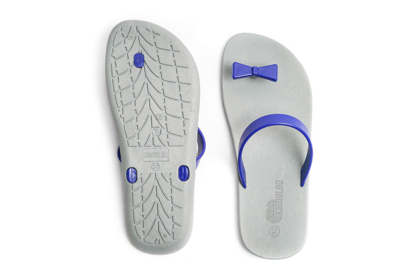 Poppi Bow Grey Sole Blue Strap