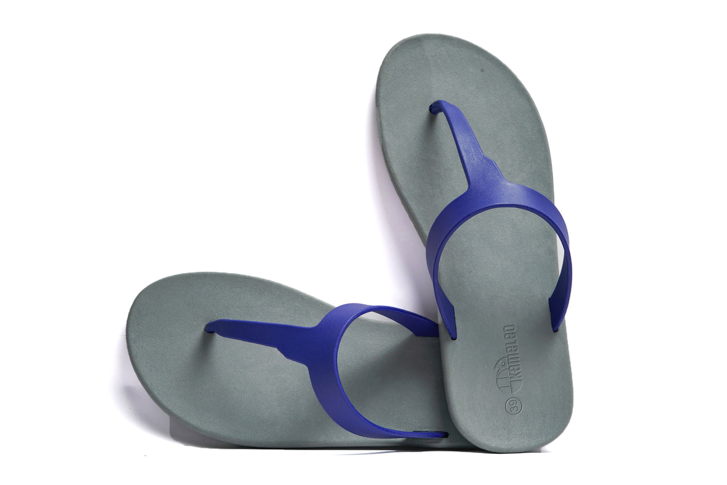 Thongs Grey Sole Blue Strap