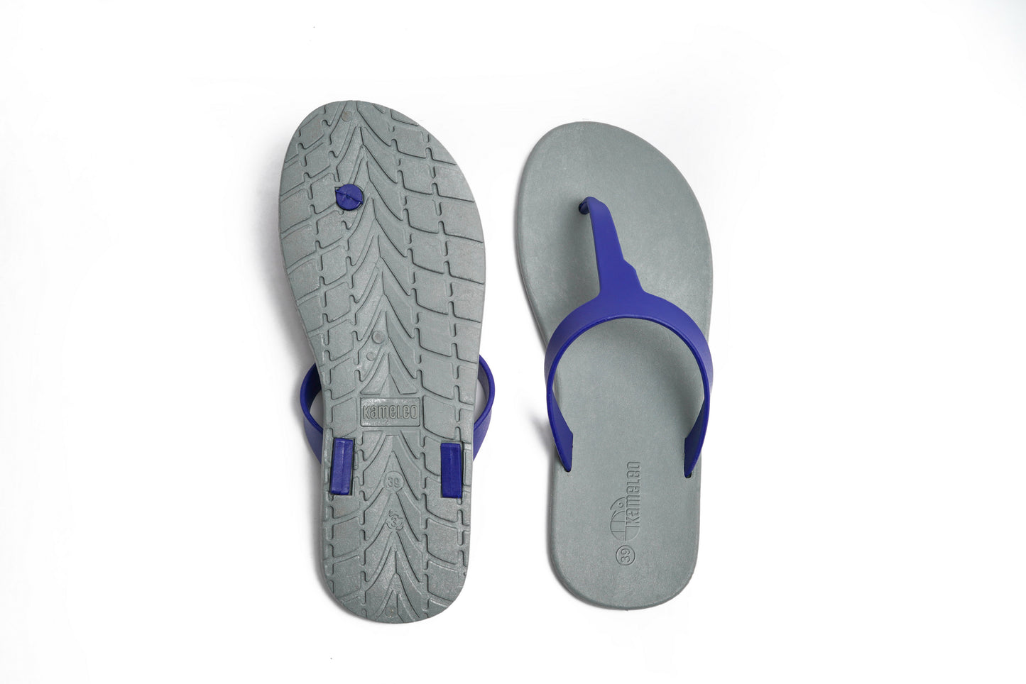 Thongs Grey Sole Blue Strap