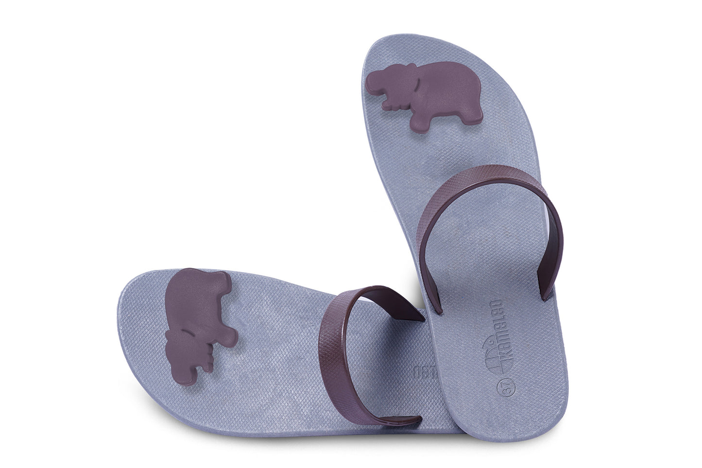 Poppi Hippo Grey Sole Brown Strap