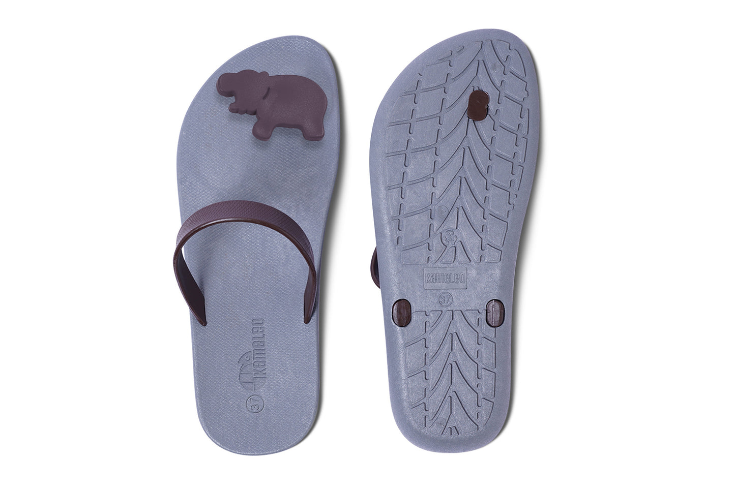 Poppi Hippo Grey Sole Brown Strap