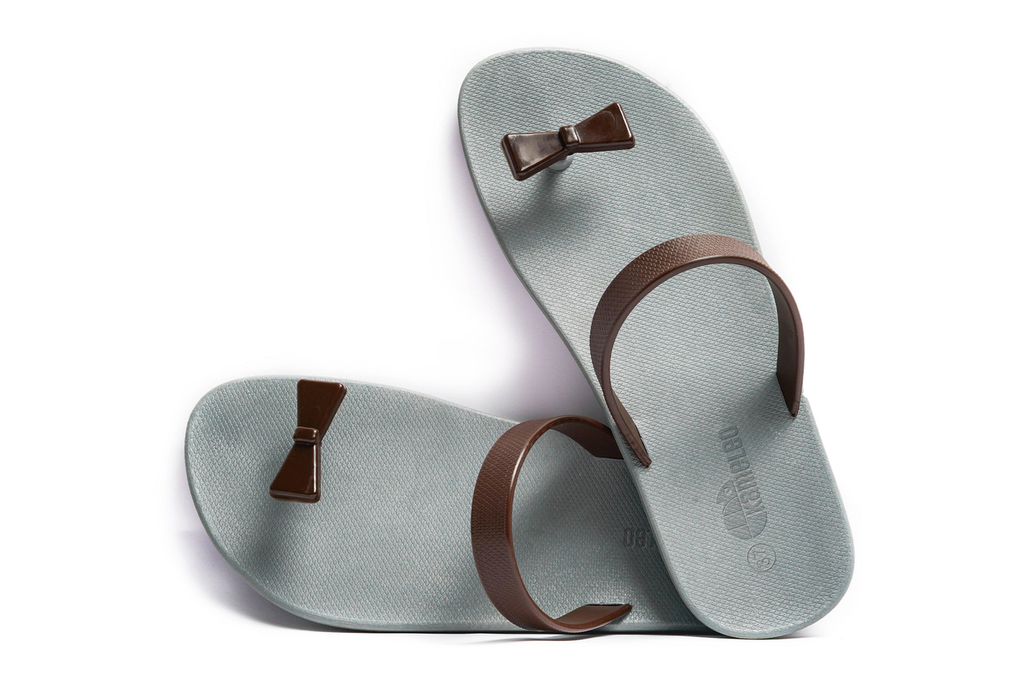 Poppi Bow Grey Sole Brown Strap