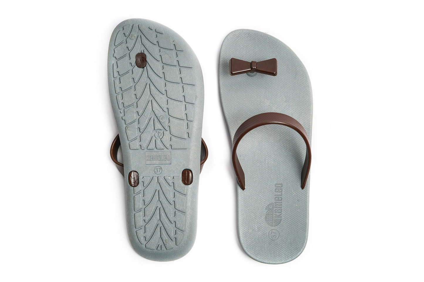 Poppi Bow Grey Sole Brown Strap