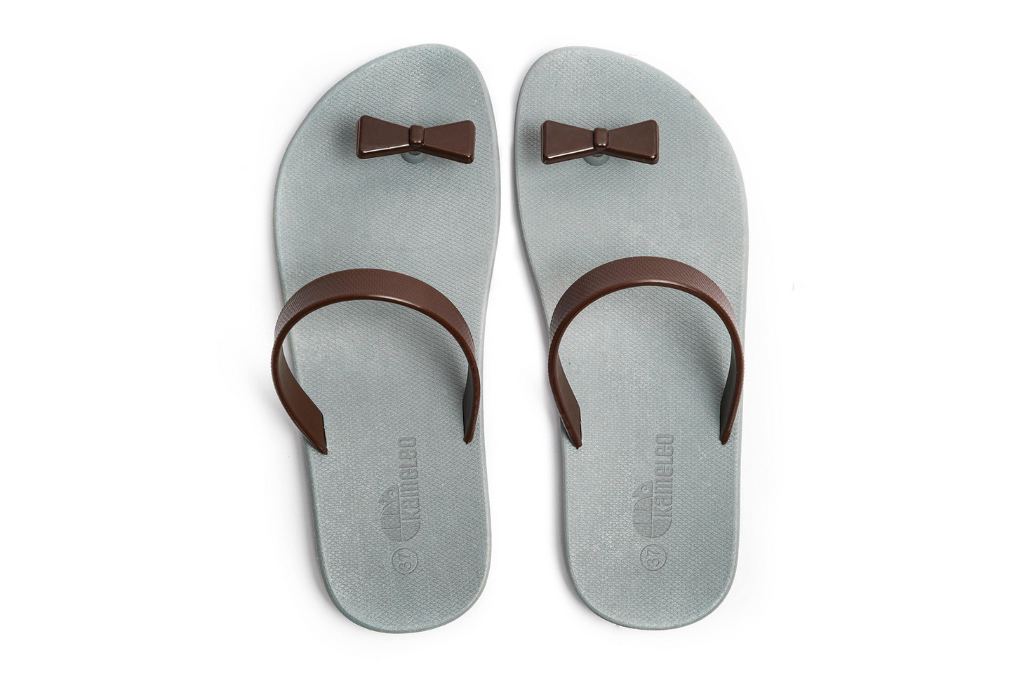 Poppi Bow Grey Sole Brown Strap