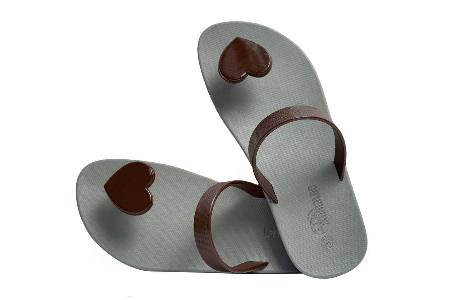 Poppi Heart Grey Sole Brown Strap