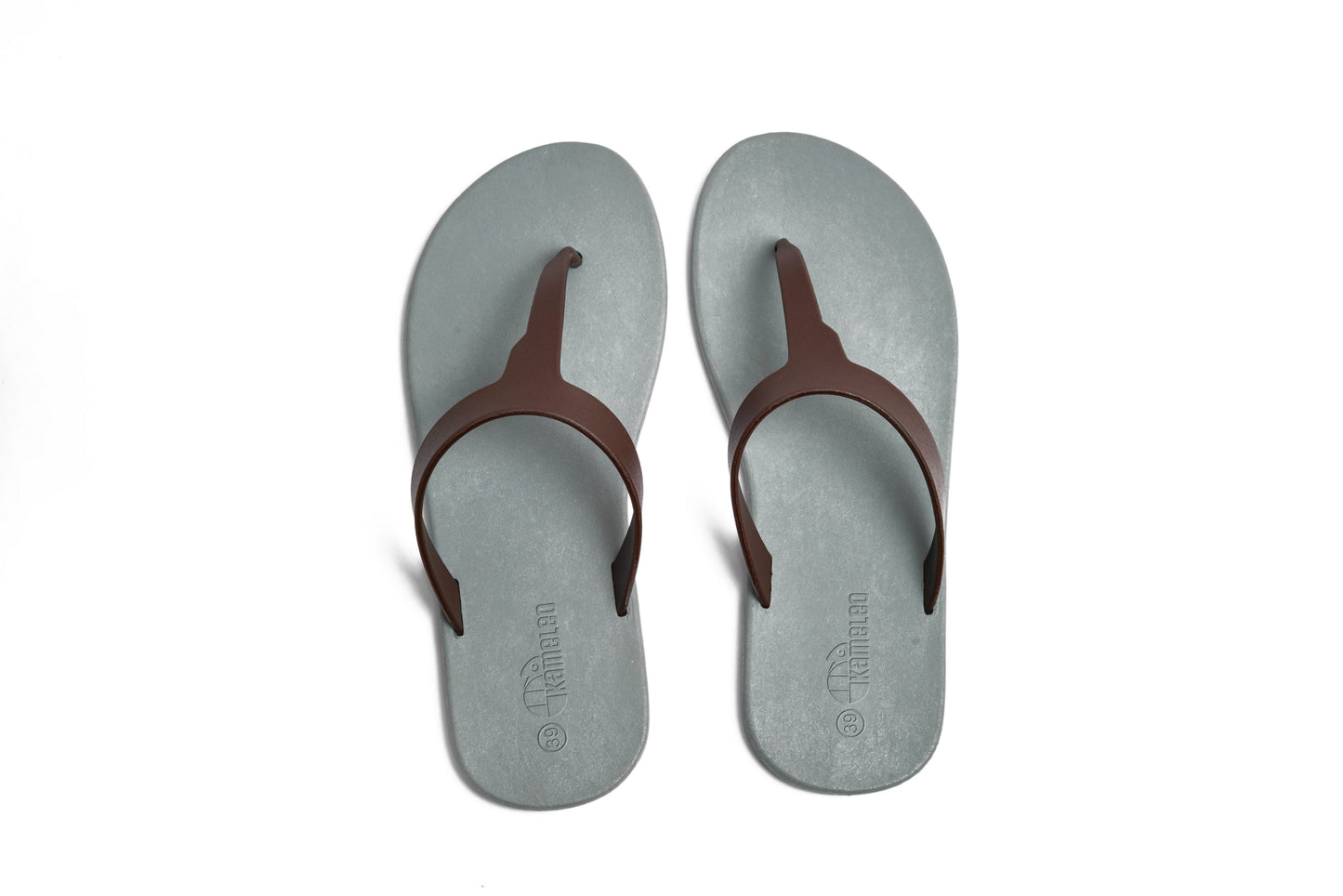 Thongs Grey Sole Brown Strap