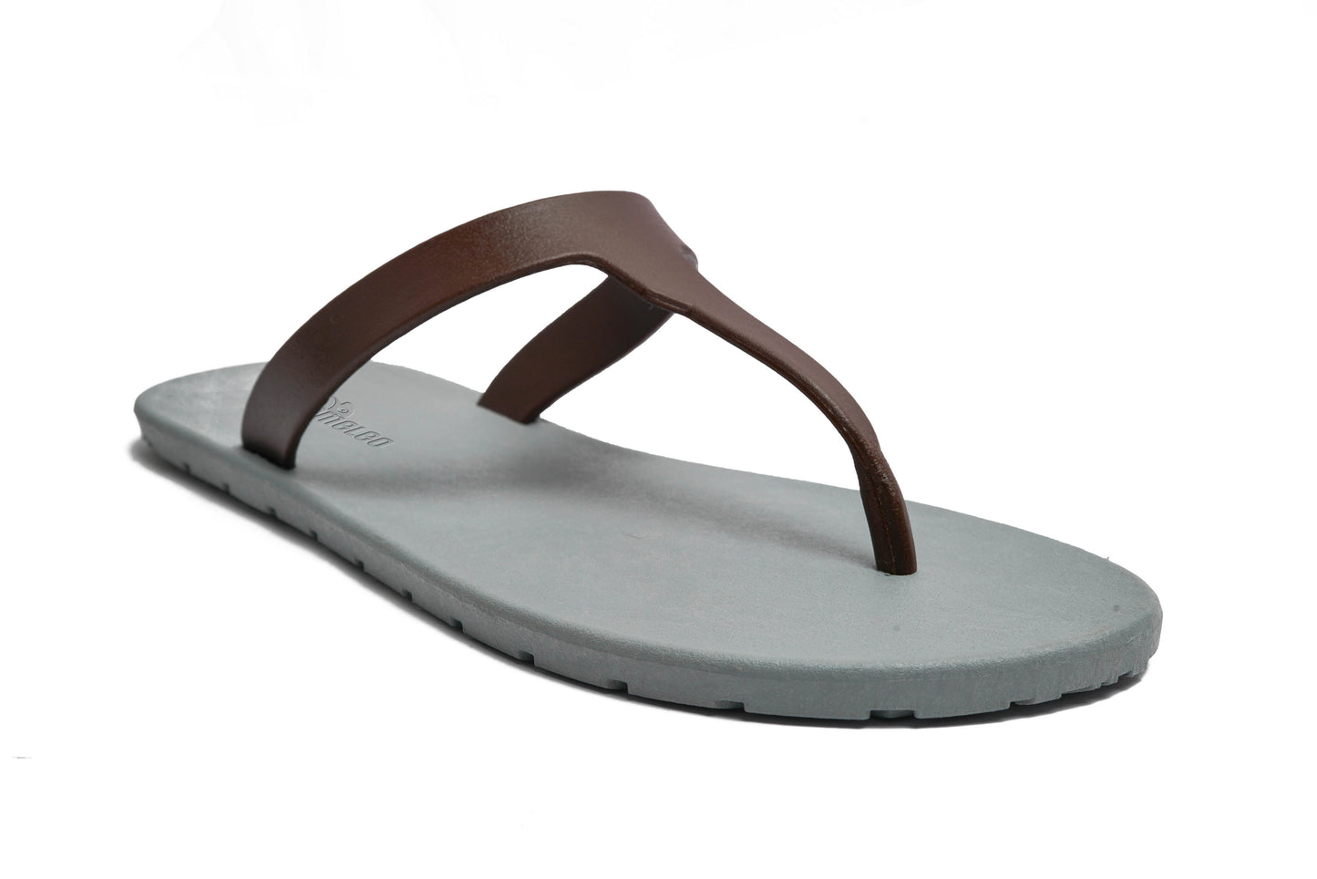 Thongs Grey Sole Brown Strap