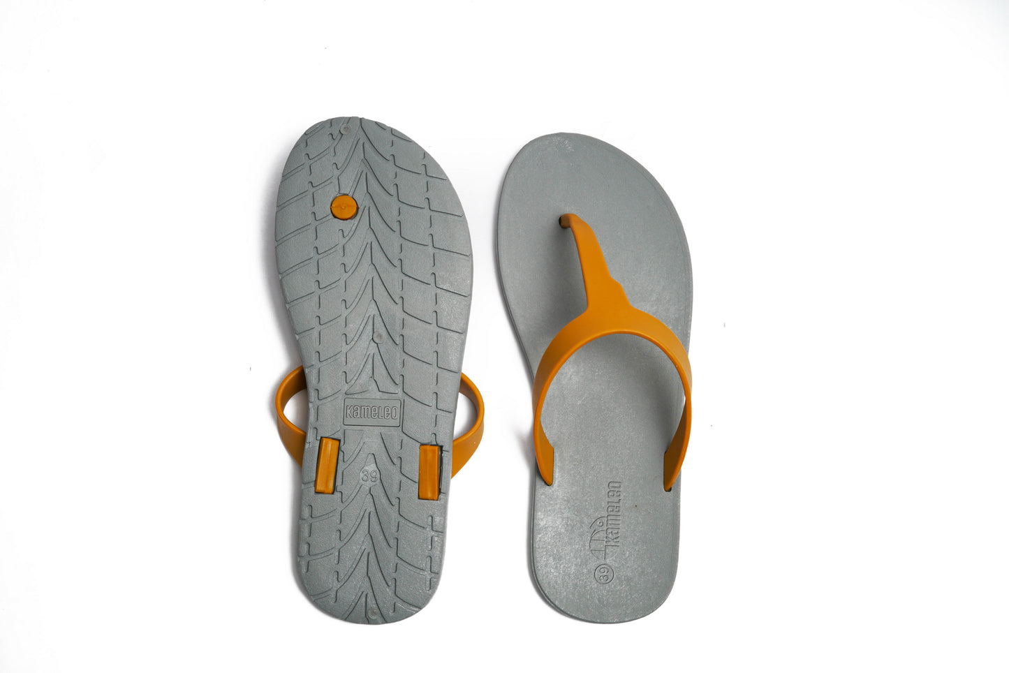 Thongs Grey Sole Caramel Strap