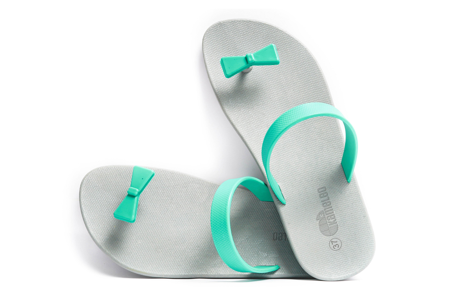 Poppi Bow Grey Sole Green Strap