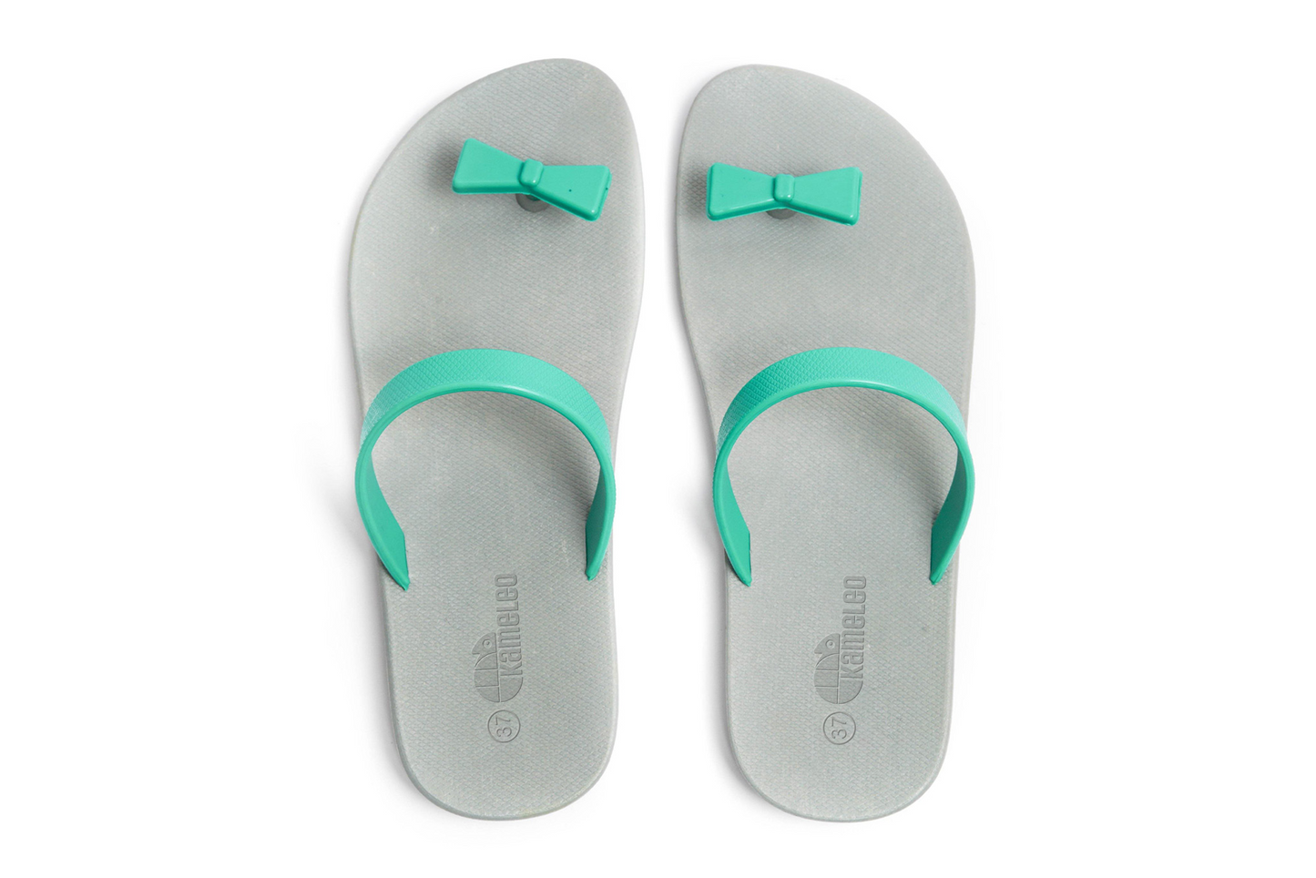 Poppi Bow Grey Sole Green Strap