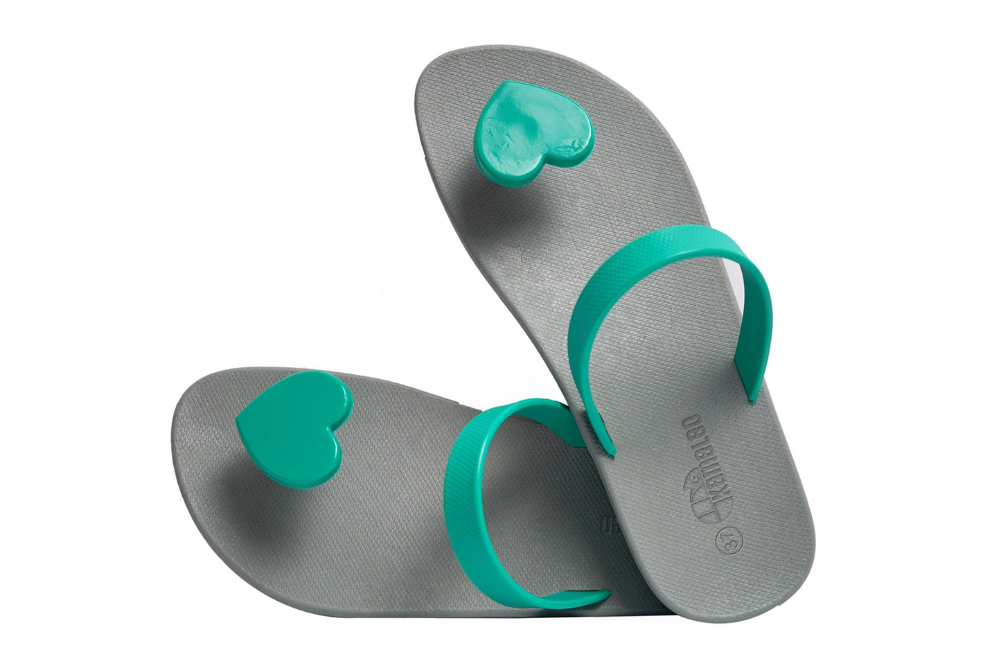 Poppi Heart Grey Sole Green Strap