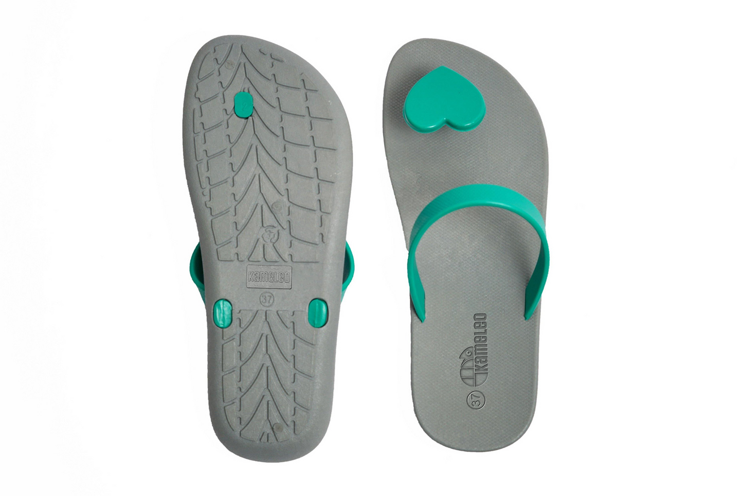 Poppi Heart Grey Sole Green Strap