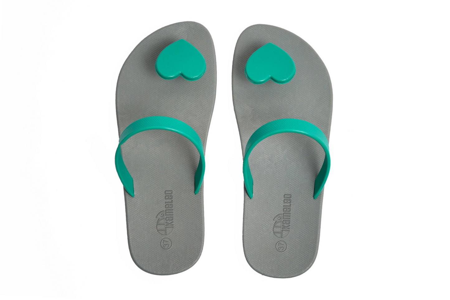 Poppi Heart Grey Sole Green Strap