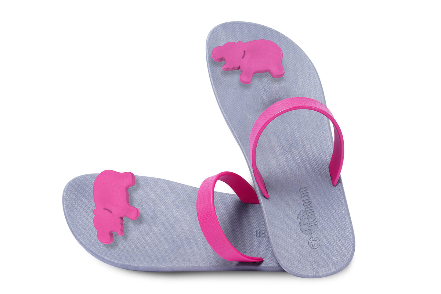 Poppi Hippo Grey Sole Pink Strap