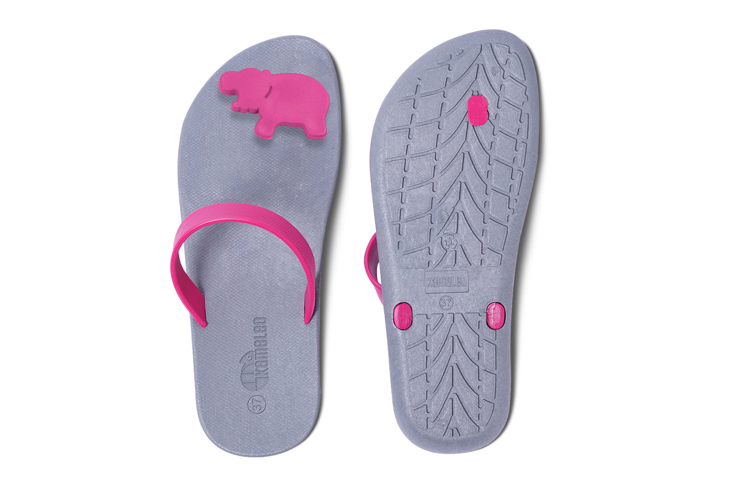 Poppi Hippo Grey Sole Pink Strap