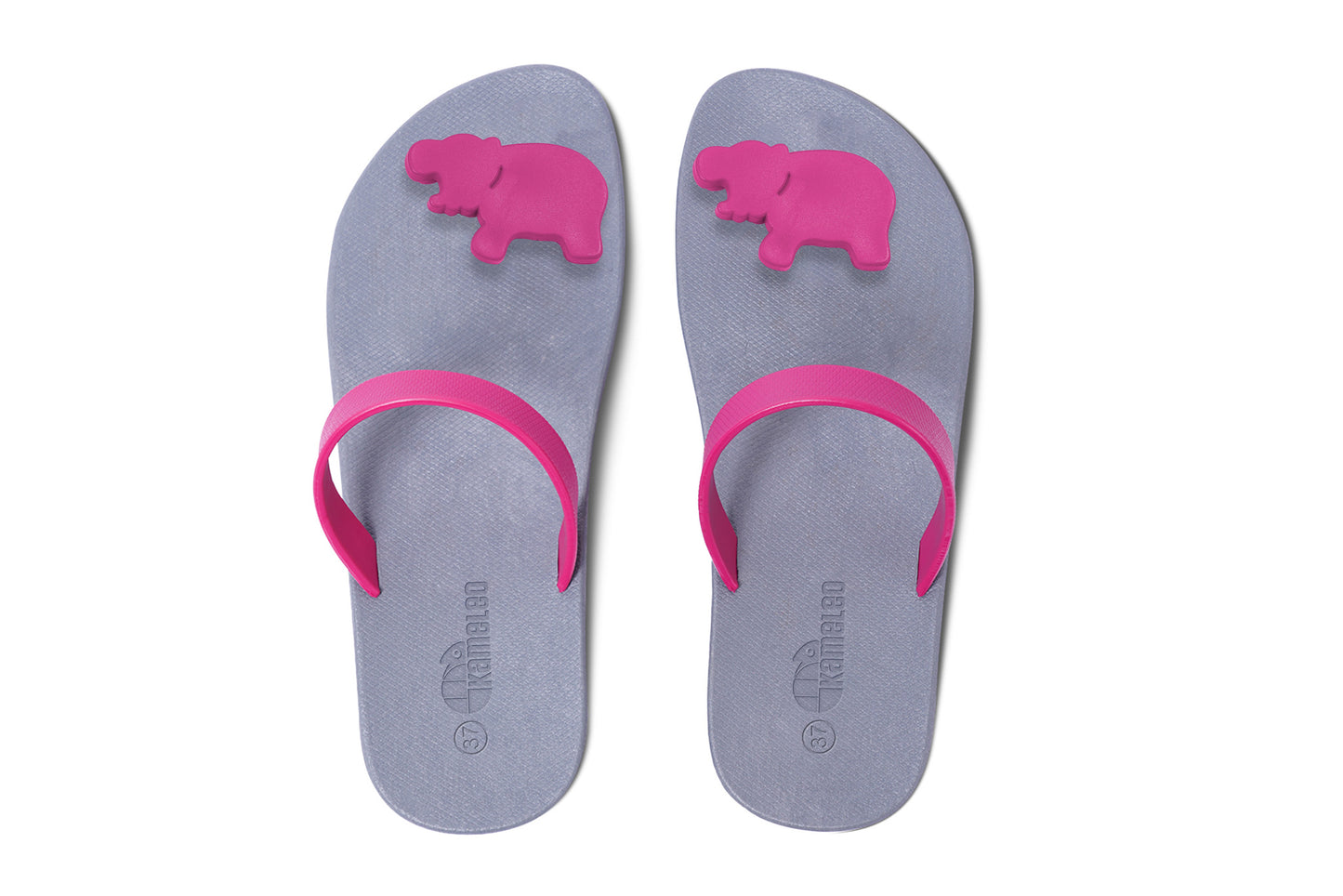 Poppi Hippo Grey Sole Pink Strap