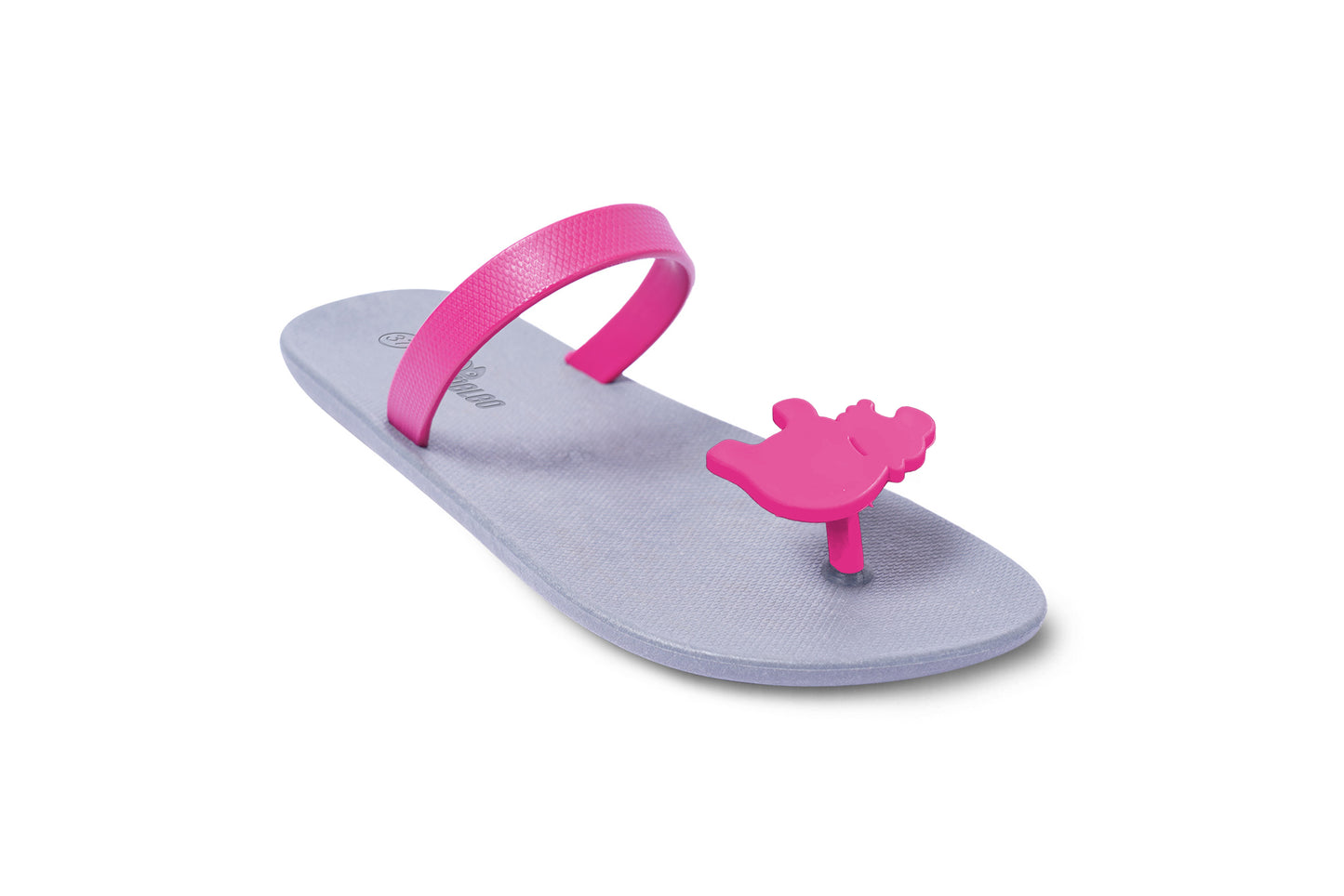 Poppi Hippo Grey Sole Pink Strap
