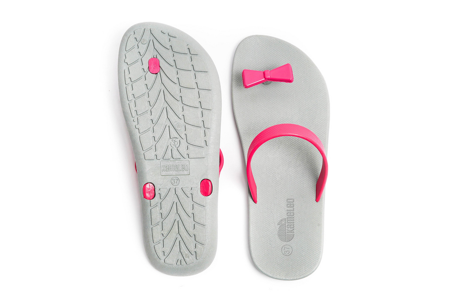 Poppi Bow Grey Sole Pink Strap