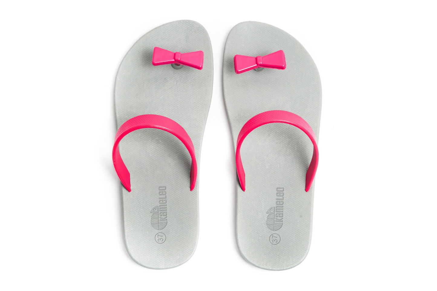 Poppi Bow Grey Sole Pink Strap