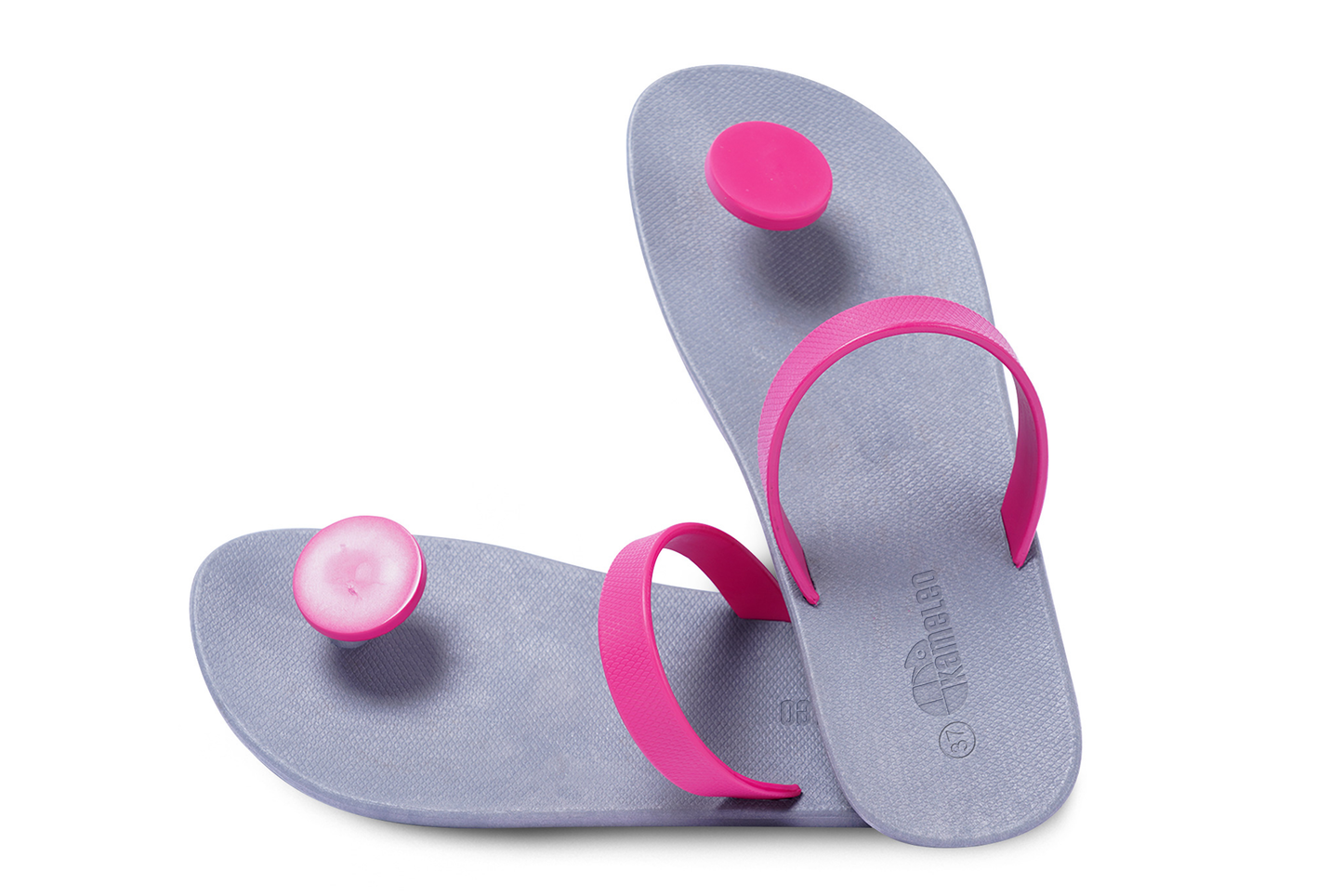 Poppi Dot Grey Sole Pink Strap