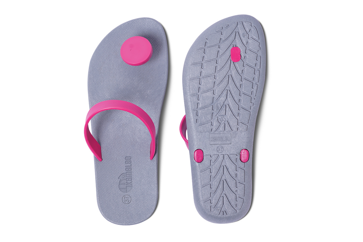 Poppi Dot Grey Sole Pink Strap